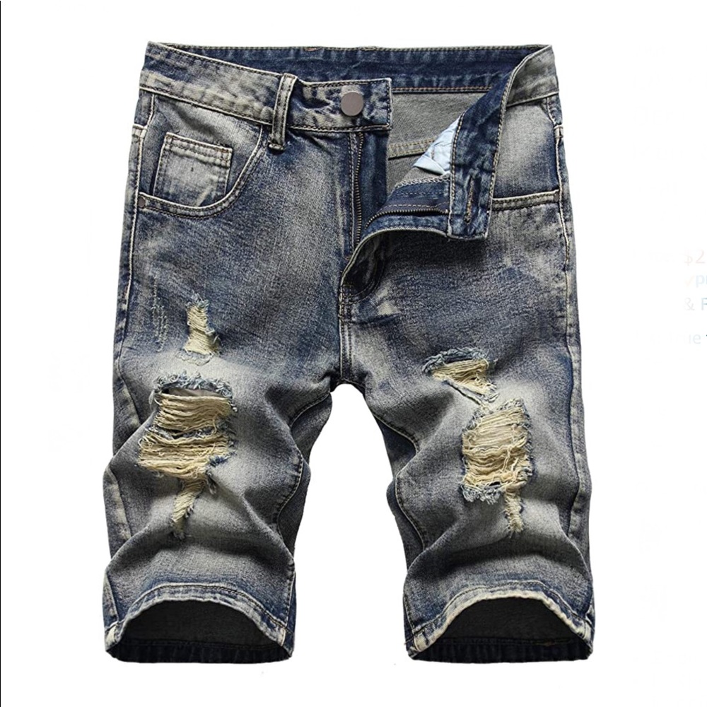 NEW 003-2 Blue Vintage Distressed Jean Shorts